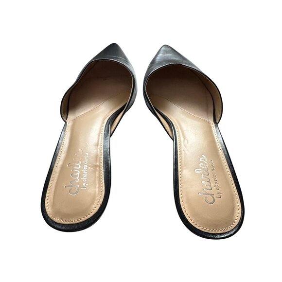Charles By Charles Black Aloe Mule David Black Pointed Toe Kitten Heels Size 8 - Picture 6 of 8